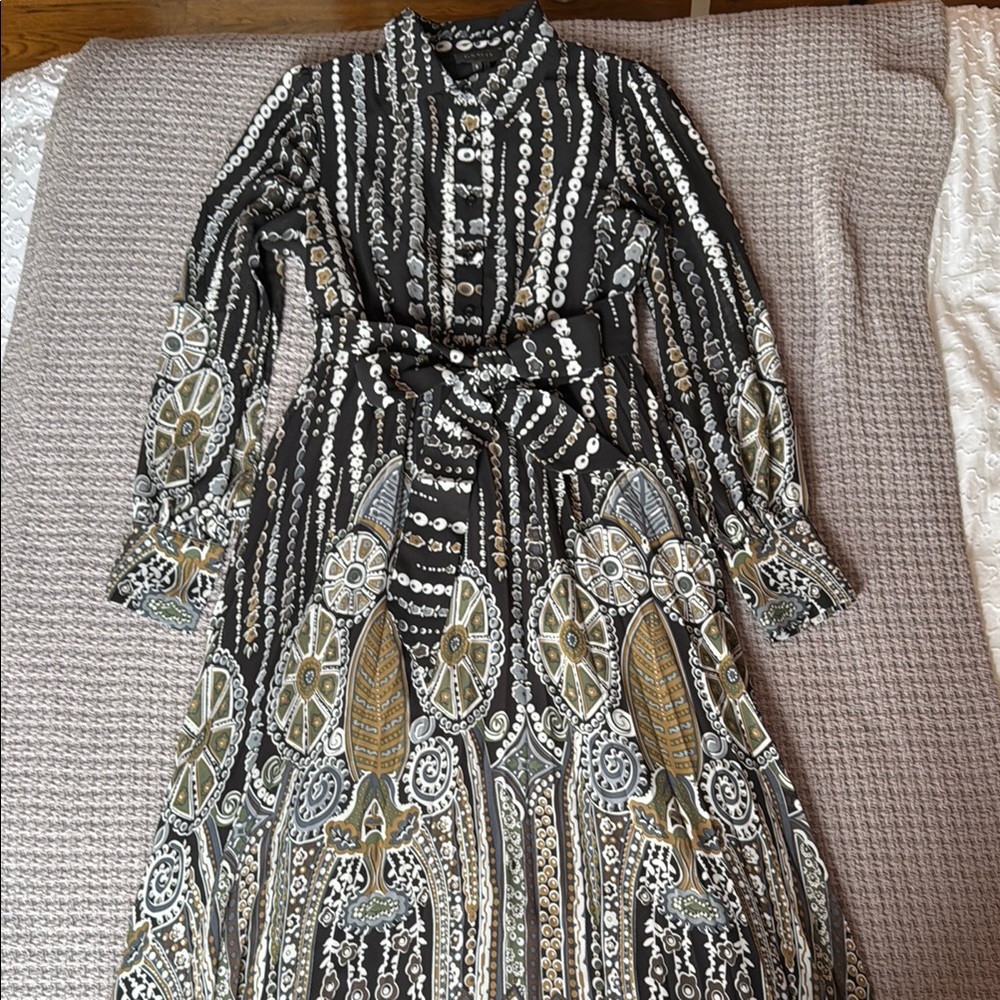 Patterned Black and Gold Women's Dress